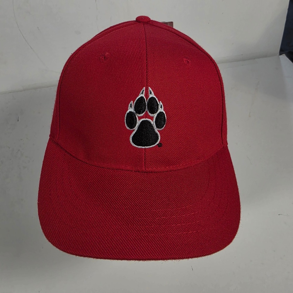 Red Oak UNM Lobos Hat Red Paw Print Embroidered Baseball Cap Size M NWT